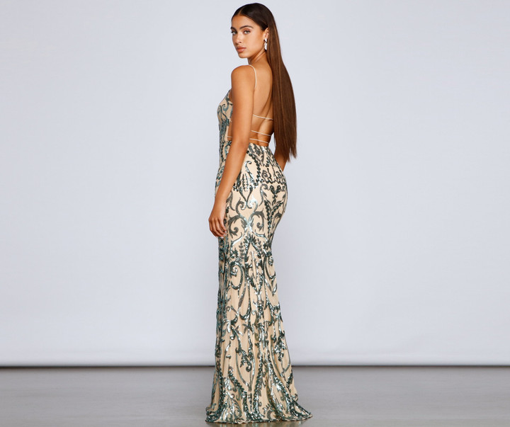 Luana Formal Open Back Sequin Dress