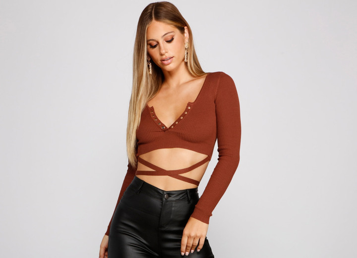 Sultry Basic Ribbed Knit Crop Top