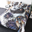 Blue Red Eyes Owl Cotton Bed Sheets Spread Comforter Duvet Cover Bedding Sets