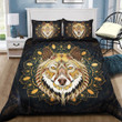 Golden Wolf Mandala Printed Bedding Set Bedroom Decor