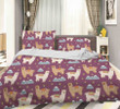 3D Alpaca Claret Purple Bedding Set Bedroom Decor