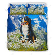 Bernese Mountain Dog Surrounded With White Flower Bedding Set Bedroom Decor