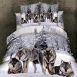 Grey White And Brown Wild Animal Wolf Bedding Set Bedroom Decor