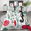 Seahorse Pattern Printed Bedding Set Bedroom Decor