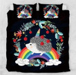 Hedgehog Rainbow With Horn Printed Bedding Set Bedroom Decor