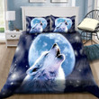 Moon Wolf Howling Printed Bedding Set Bedroom Decor