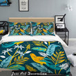 3D Blue Leaf Bird Comfortable Bedding Set Bedroom Decor