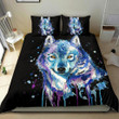 Watercolor Wolf Black Bedding Set Bedroom Decor