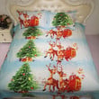 Santa Claus Deer And Pine Tree Bedding Set Bedroom Decor