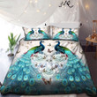 Couple Peacock Heart Shaped Together Forever Bedding Set Bedroom Decor