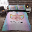 Unicorn Rainbow Face Printed Bedding Set Bedroom Decor