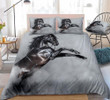 Black Horse Running And Gray Background 3D Printed Bedding Set Bedroom Decor