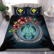 Turtle On The Circle Of Hibiscus Flower Bedding Set Bedroom Decor
