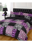 Zebra And Leopard Purple Cotton Bed Sheets Spread Comforter Duvet Cover Bedding Sets Perfect Gifts For Zebra Lover Gifts For Birthday Christmas Thanksgiving