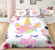 Personalized Flower Unicorn Lash Bedding Set Hhc170631