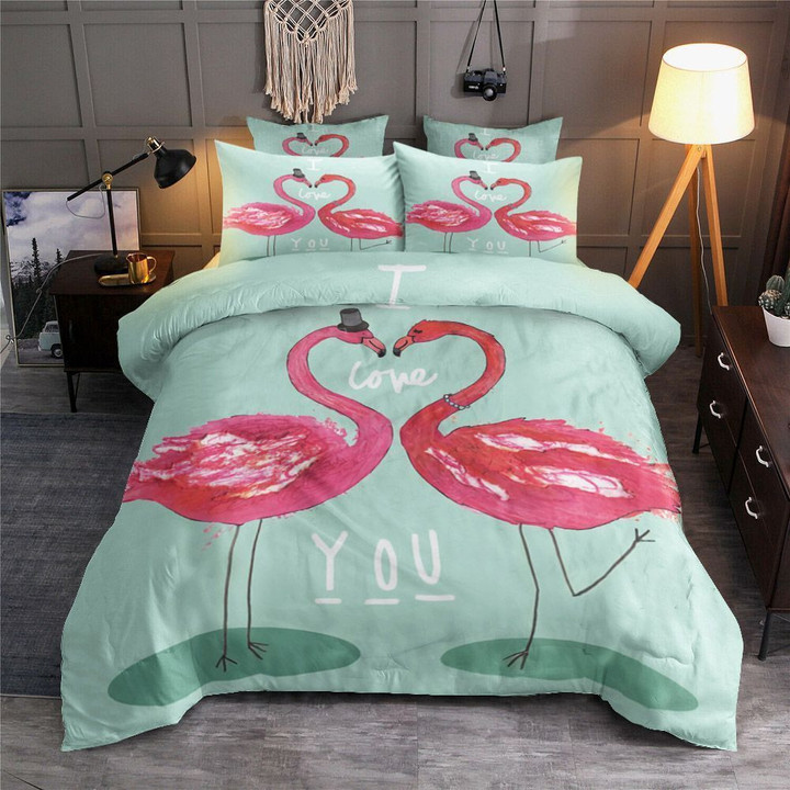 Valentine Love Flamingo Bedding Set Iy