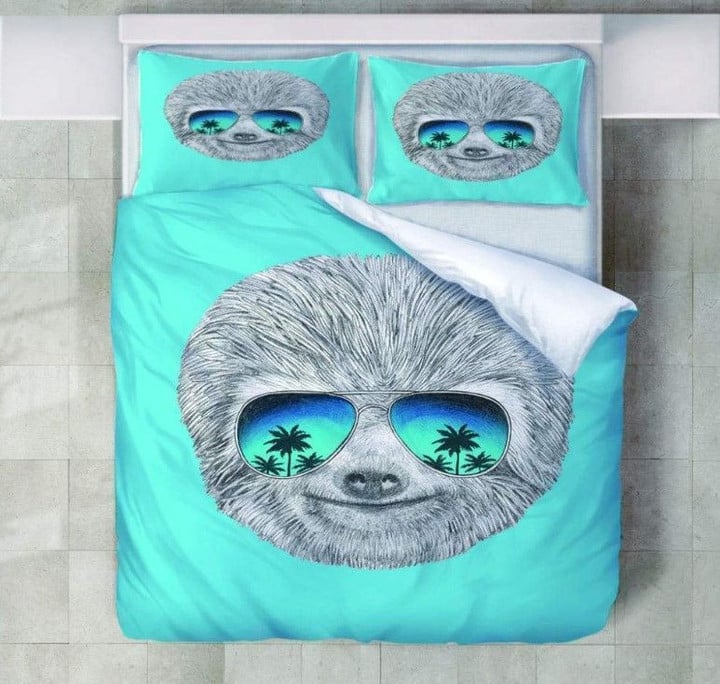 Sloth Wearing Sunglasses Cotton Bed Sheets Spread Comforter Duvet Cover Bedding Sets