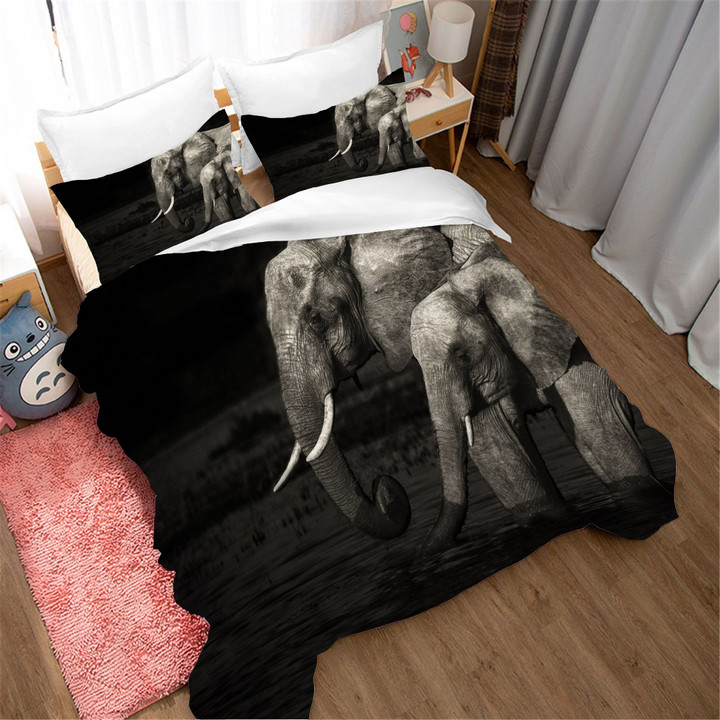 3D Black Elephant Bedding Set Bedroom Decor