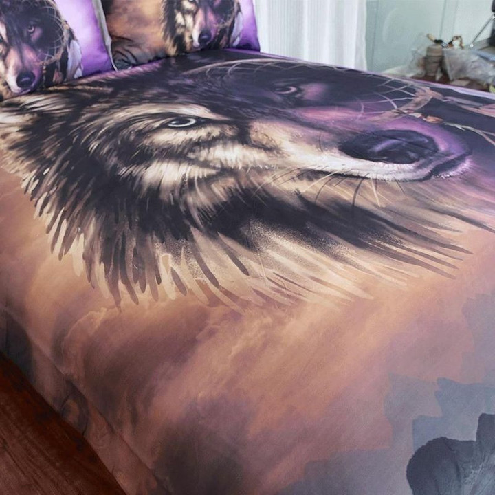 Wolf Mystic Look Printed Bedding Set Bedroom Decor