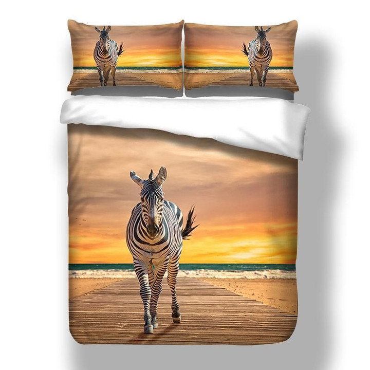 Zebra Sunset 3D Printed Bedding Set Soft Lightweight Microfiber Comforter