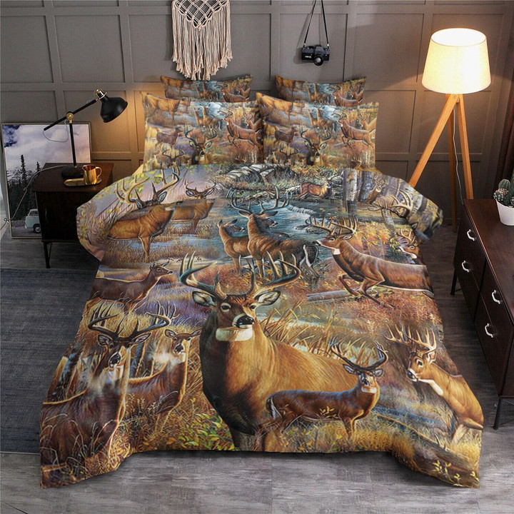 Deer Cotton Bed Sheets Spread Comforter Duvet Cover Bedding Sets