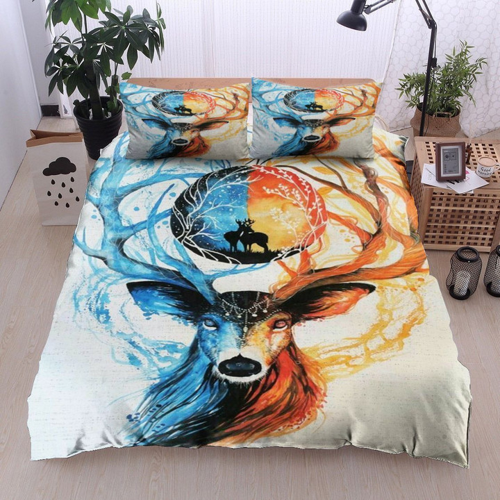 Deer Cotton Bed Sheets Spread Comforter Duvet Cover Bedding Sets