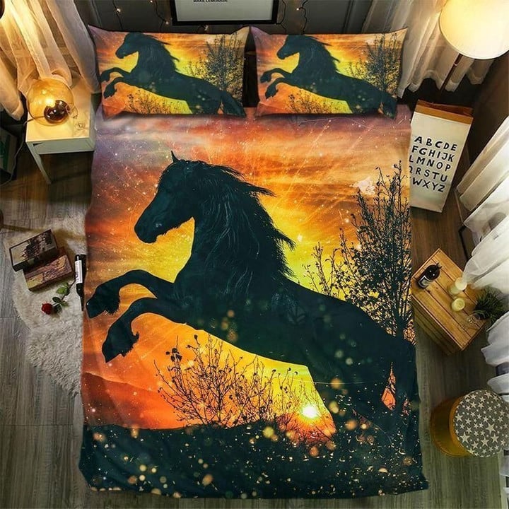 Gold Fireworks Horse Bedding Set Bedroom Decor