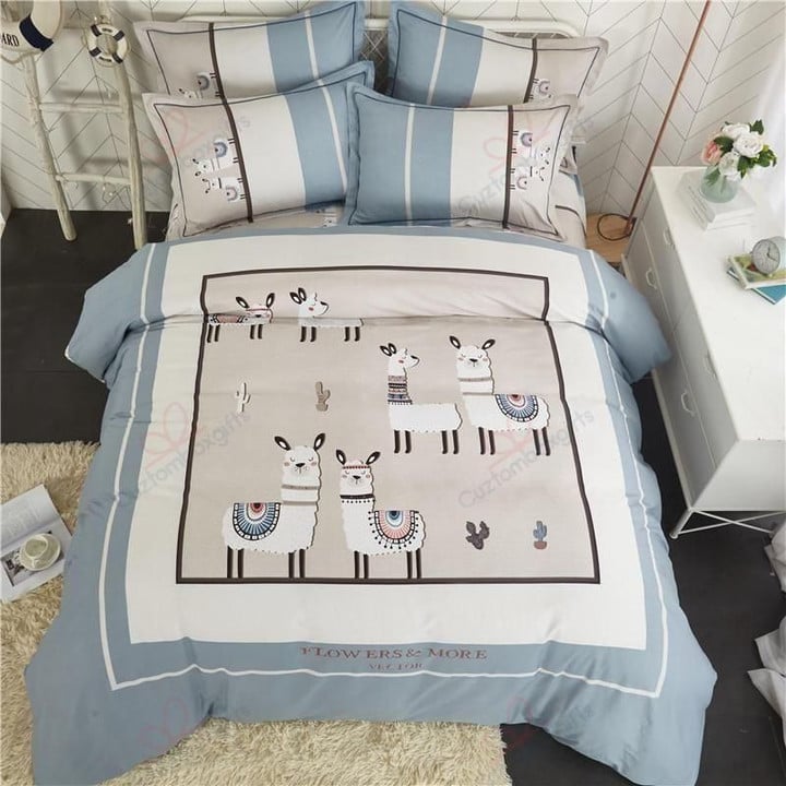 Alpaca Vintage Printed Bedding Set Bedroom Decor