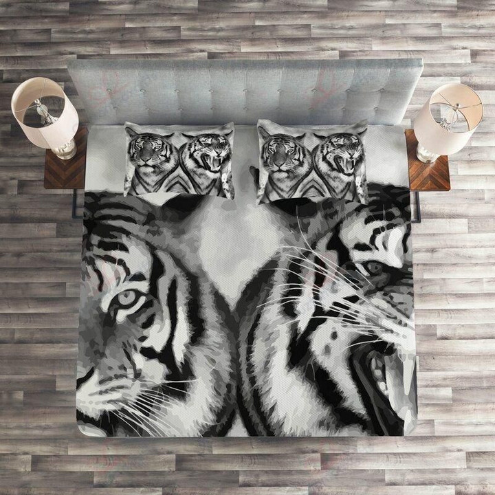 Tiger Black And White Printed Bedding Set Bedroom Decor