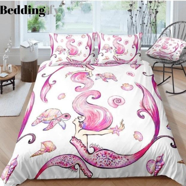 Pink Turtle And Mermaid Bedding Set Rbsmt Noqmyss