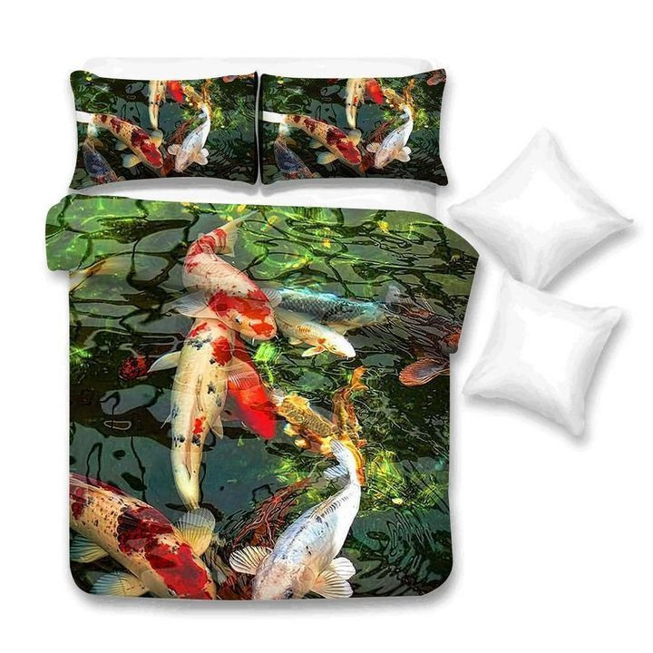 Japanese Koi Fish Pond Fashion Soft Bedding Set Home Decor