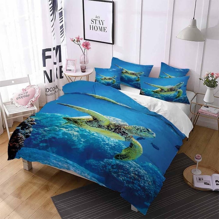 Under The Sea Turtle Printed Bedding Set Bedroom Decor