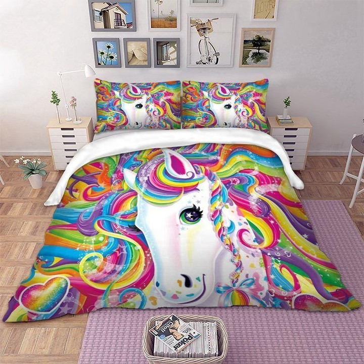 Colorful Unicorn Printed Bedding Set Bedroom Decor