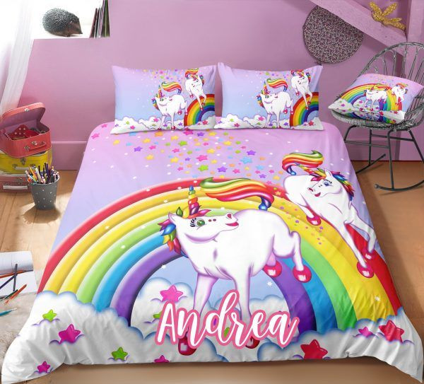 Personalized Playing Unicorn Lash Bedding Set Hhc170625