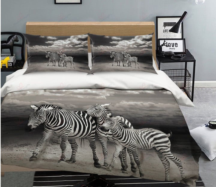 Zebra Family Love Printed Bedding Set Bedroom Decor