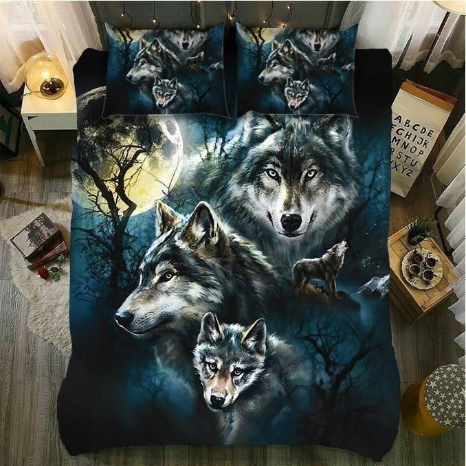 Four Wolves And The Moon 3D Printed Bedding Set Bedroom Decor
