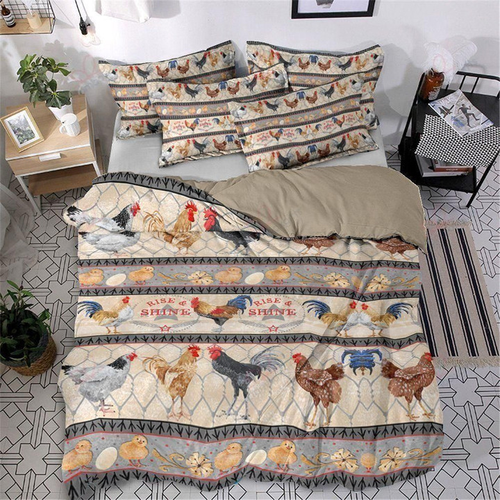 Chicken Roster Farm Printed Bedding Set Bedroom Decor