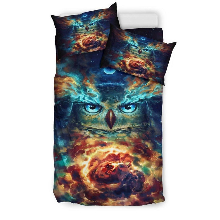Owl Galaxy Bedding Set - Duvet Cover And Pillowcase Set