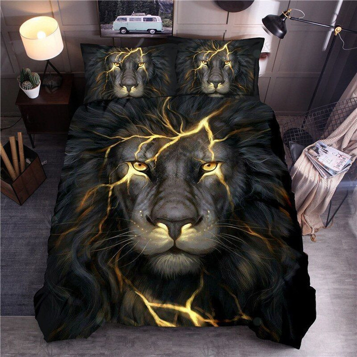 3D Mighty Black Lion Portrait Pattern Bedding Set Double Full Queen Extra Large Pillowcase Quilt Cover