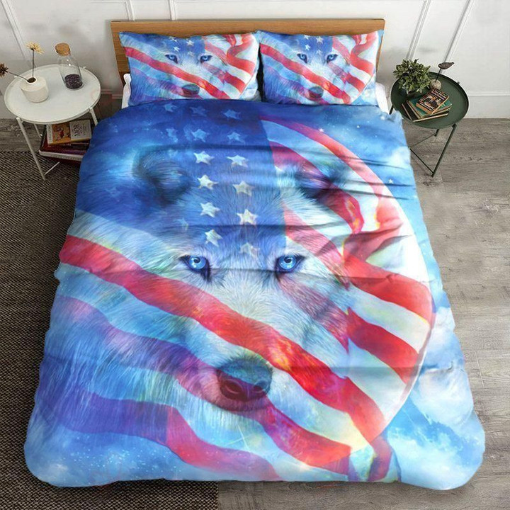 Wolf Moon Flag 3D Bedding Set Bedroom Decor