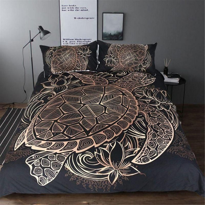 Boho Turtles Animal Golden Tortoise Bedding Set Bedroom Decor
