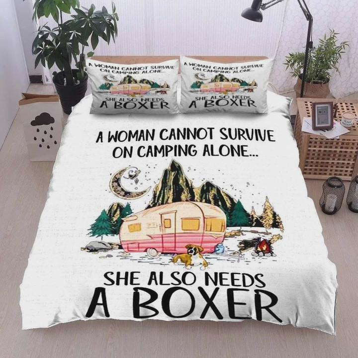 Boxer Dog Camping Cotton Bed Sheets Spread Comforter Duvet Cover Bedding Sets