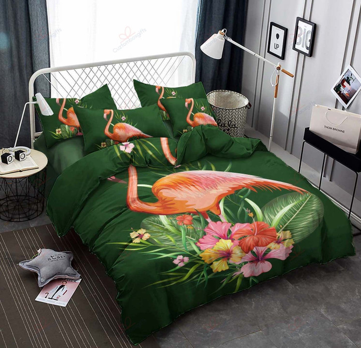 Flamingo Pink Forest Printed Bedding Set Bedroom Decor