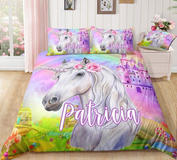 Personalized Castle Unicorn Bedding Set Hhc170610