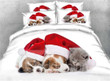 3D Dogs Wearing Christmas Hat And Cat Clh2210003B Bedding Sets