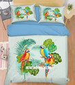 Green Parrots Aloha Summer Printed Bedding Set Bedroom Decor