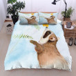 Raccoon Flower Printed Bedding Set Bedroom Decor