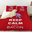 Purple Pig Keep Calm And Eat Bacon Printed Bedding Set Bedroom Decor