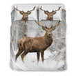 Red Deer Printed Bedding Set Bedroom Decor