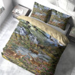 Bear Bedding Set - Brown Bear Catches Fish In River Pattern Print Bedding Sets - Bear Gifts
